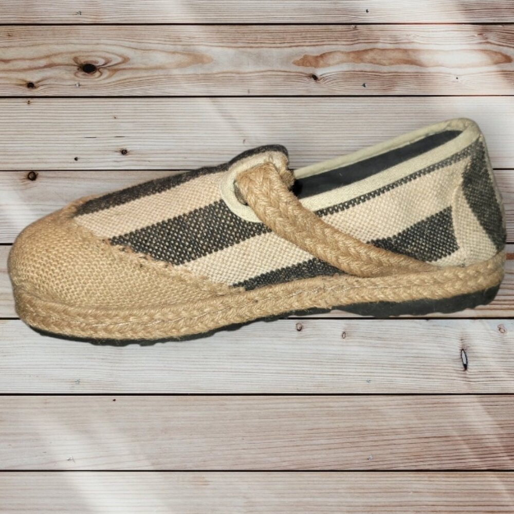 Slip-On Woven Linen Espadrille Loafers Shoes - Women's 8.5 /39 - Striped